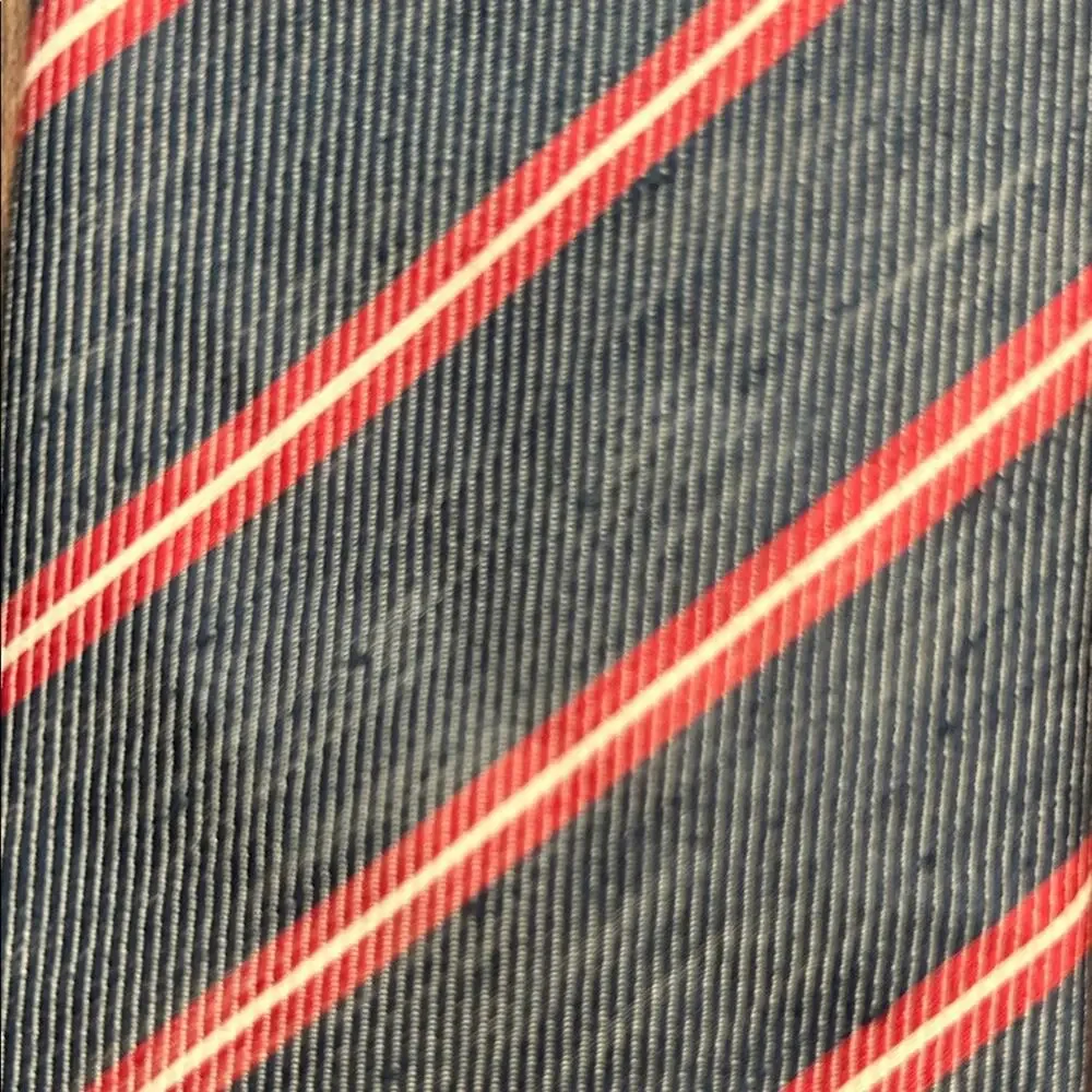 John G. Hardy of London Classic Blue and Red Striped Men's Tie, Silk and Linen